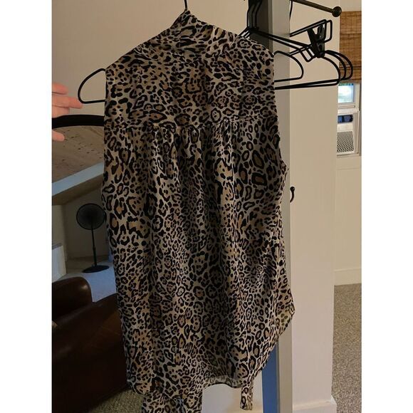 Chicos Sleeveless Bow Blouse Animal Dressy Tank sz 0 - Picture 5 of 6